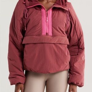 Free People In a Pillow Packable Puffer Pullover- Sour Cherry size small